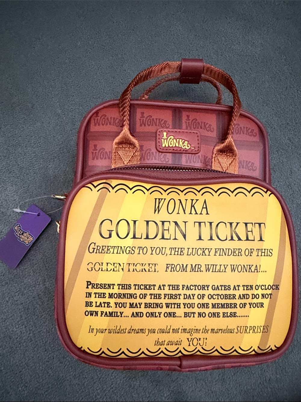 BoxLunch- Buckle-Down Willy Wonka Golden Ticket and Wonka Bar Crossbody Bag - Picture 4 of 7